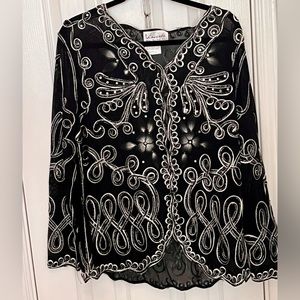 VINCENTE MILAN VINTAGE WOMENS EVENING JACKET, BLACK, size xl